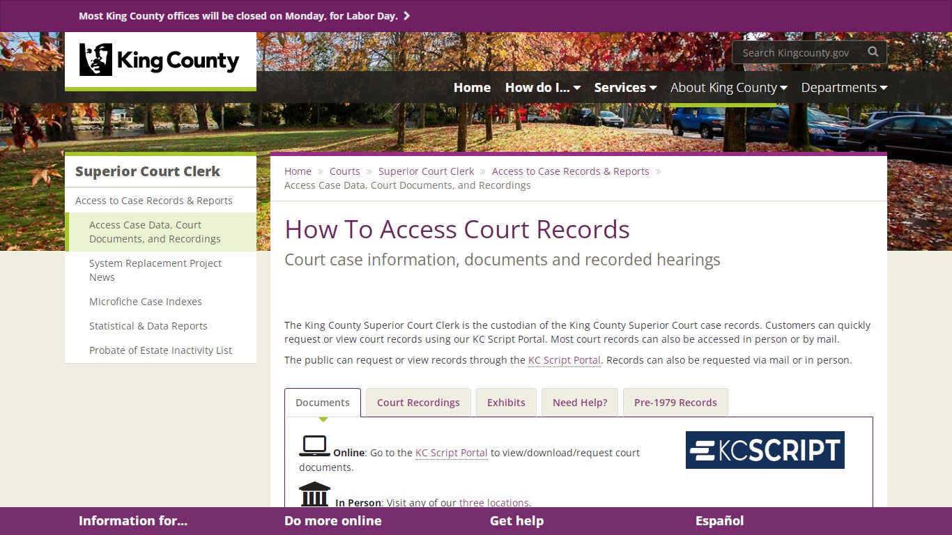 How To Access Court Records - King County - King County, Washington